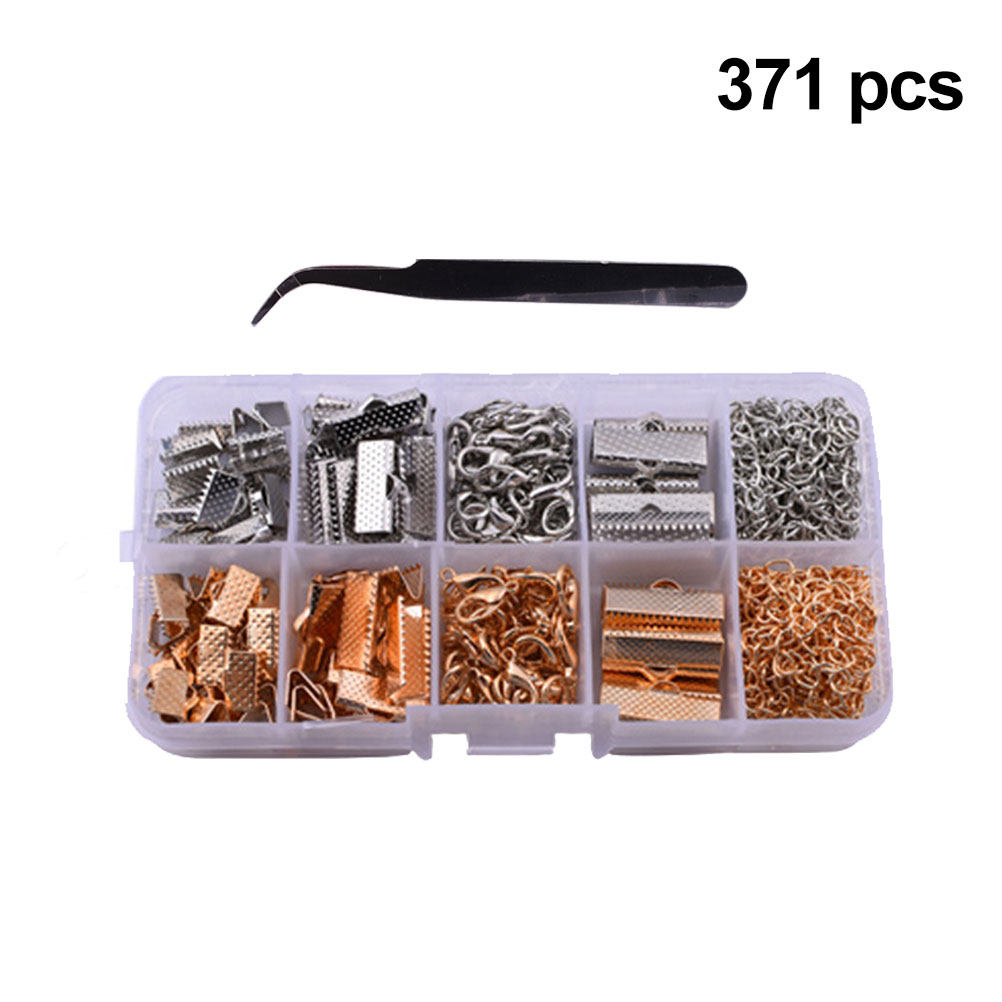 Jewelry Making Diy Kit - 371点ジュエリー製作キット ゴールドネックレスバックル DIYジュエリーアクセサリーツールセット クリエイティブクラフトワーク用ネックレスバックル