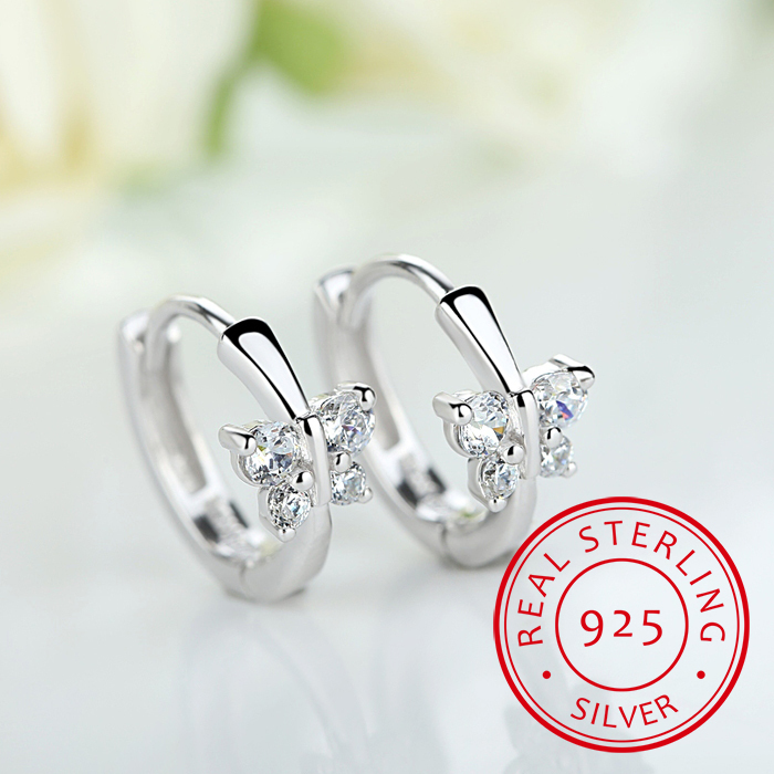 Jewelry Making For Kids - 925 シルバー蝶ジルコニア小さなフープイヤリング女の子子供女性美しいアロスハギーズイヤリングジュエリー