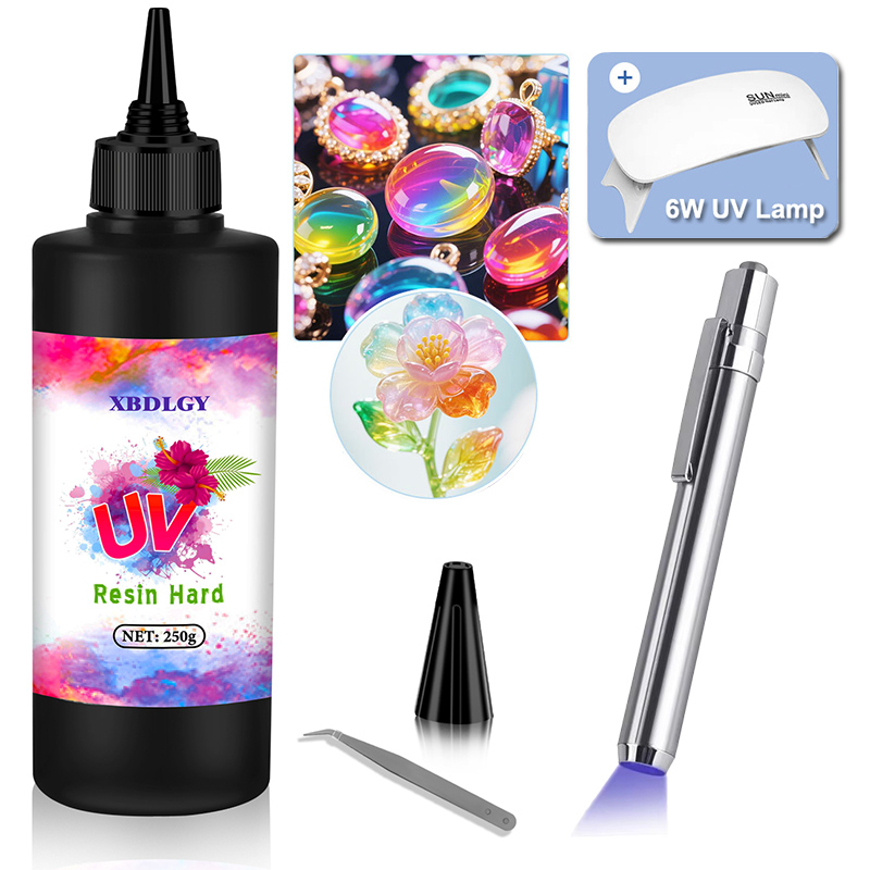 Jewelry Making Glue - 200g/250g/500g UVレジン ハードグルー DIYジュエリー製作用 エポキシ樹脂とUVランプ対応 高透明性