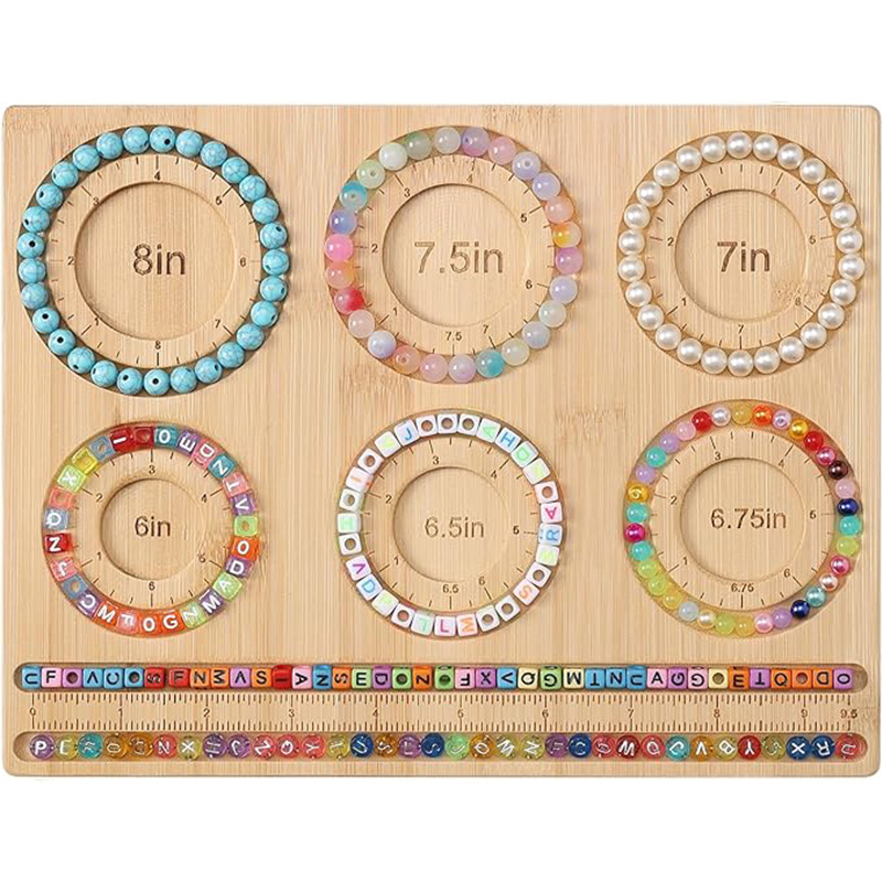 Jewelry Making Using Beads - 竹ビーズボードインペリアル測定マークブレスレットサイザージュエリーデザインマットジュエリーブレスレット作成 DIY クラフト