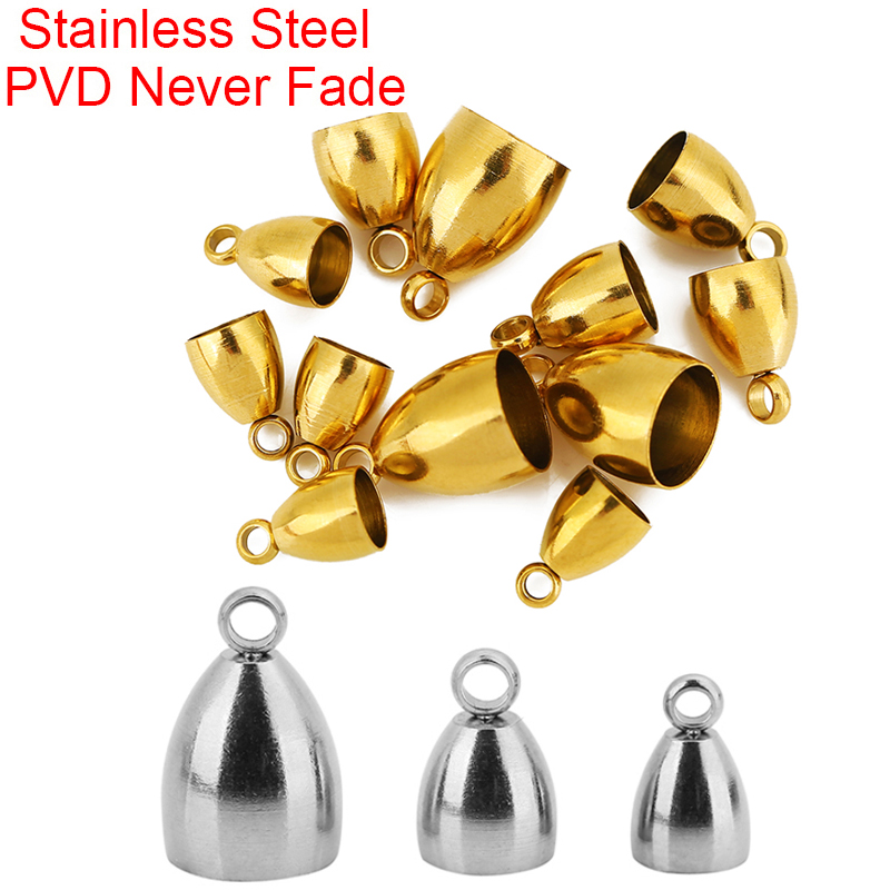 Jewelry Making Pins - 10個入りPVD加工ステンレス製留め金具、革紐用フック（5、6、8mm）、エンドキャップ、ネックレスコネクター、DIYジュエリー製作用