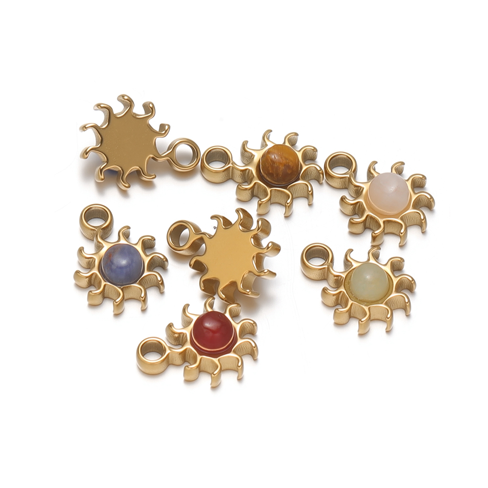 Jewelry Making For Kids - 5 個のステンレス鋼の小さな 8 ミリメートルひまわり天然石チャーム DIY ジュエリー所見品子供用ネックレスペンダントブレスレットイヤリング作り