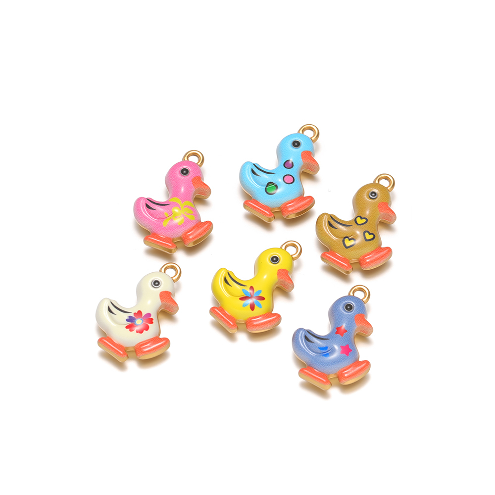 Jewelry Making For Kids - 4 個ステンレス鋼のカラフルなエナメルアヒルペンダント動物チャーム子供用イヤリングブレスレット作成 DIY ネックレスジュエリー用品