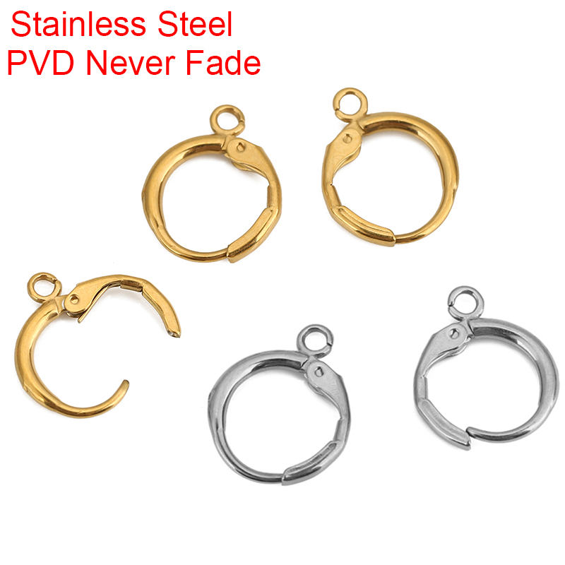 Jewelry Making Pins - 10 個 PVD ​​色褪せないステンレス鋼のイヤリングフックループ 12 ミリメートル低刺激性イヤリングクラスプジュエリー