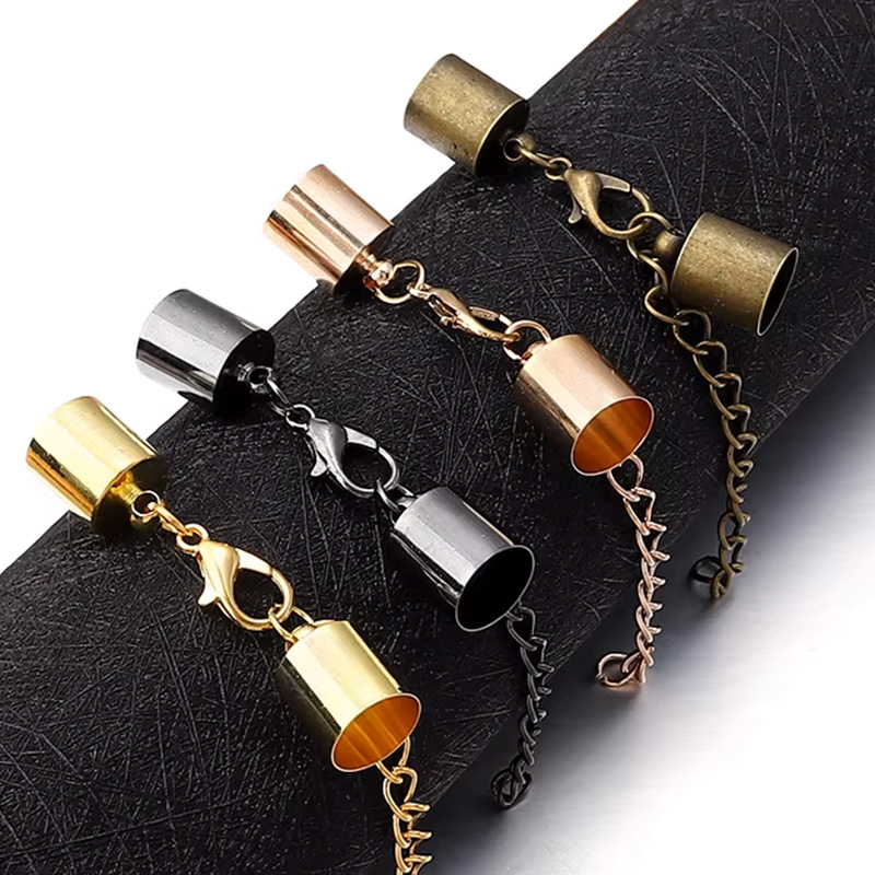 Jewelry Making Pins - 10 セット革コードエンドキャップロブスタークラスプ延長チェーンジュエリー作成 DIY ブレスレットネックレスコネクタアクセサリー