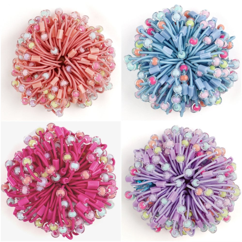 Jewelry Making For Kids - キャンディーアクリルビーズ付きの伸縮性ヘアタイ,ポニーテールホルダー,輪ゴム,DIYアクセサリー,赤ちゃん,子供,ジュエリー作り,かわいい,50個