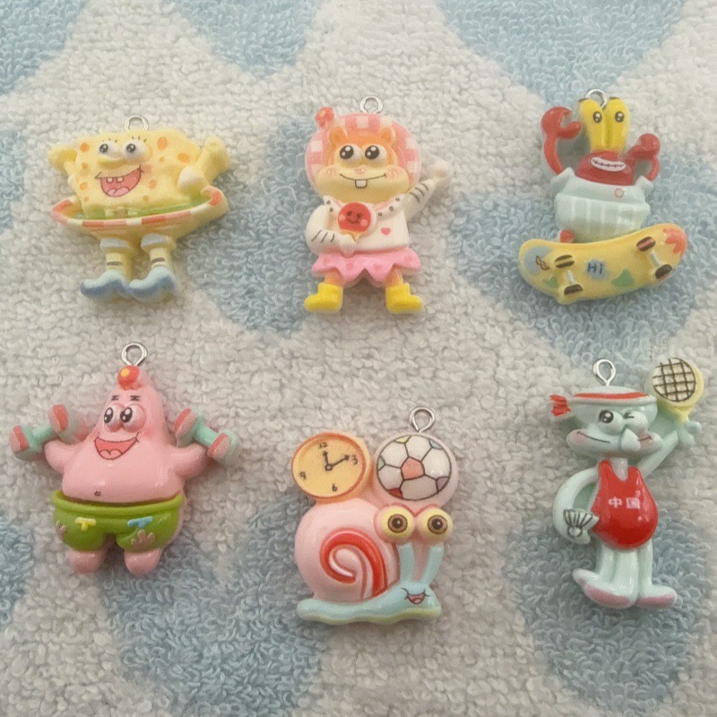 Jewelry Making Birthday Party - 10個入り漫画風樹脂ペンダント、DIYジュエリー製作イヤリング、キーホルダーアクセサリー