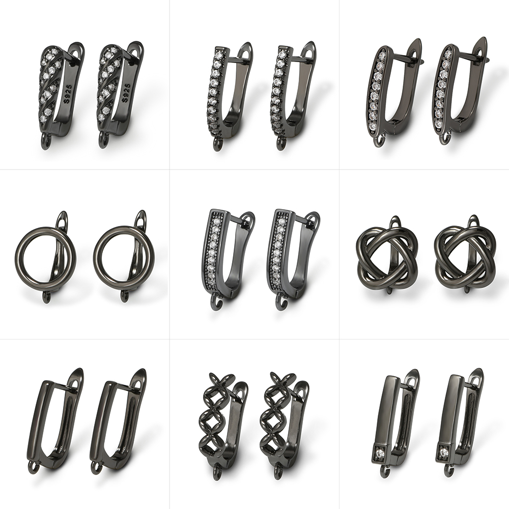 Jewelry Making Pins - YANASI 1 ペアガンブラック真鍮イヤリングフック DIY 女性ジュエリー作成用品所見アクセサリー抗アレルギー
