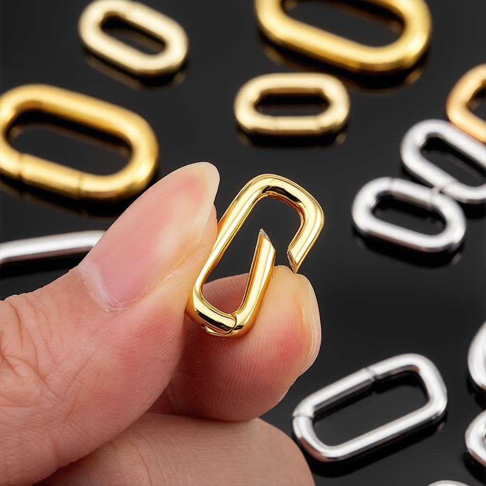 Jewelry Making Kit For Beginners - 2個入り 18K金メッキ オーバルカラビナネックレスクラスプ スプリングリング パールエンハンサーコネクター DIYジュエリーブレスレット製作用