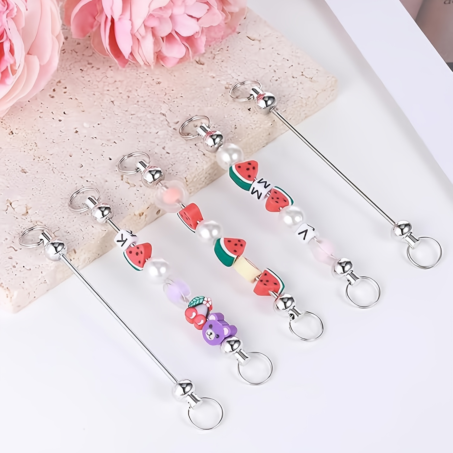 Jewelry Making Using Beads - 完璧な25個の取り外し可能なビーズキーホルダーブランク、DIYジュエリー作成用品、取り外し可能なキーホルダーアクセサリー、多用途