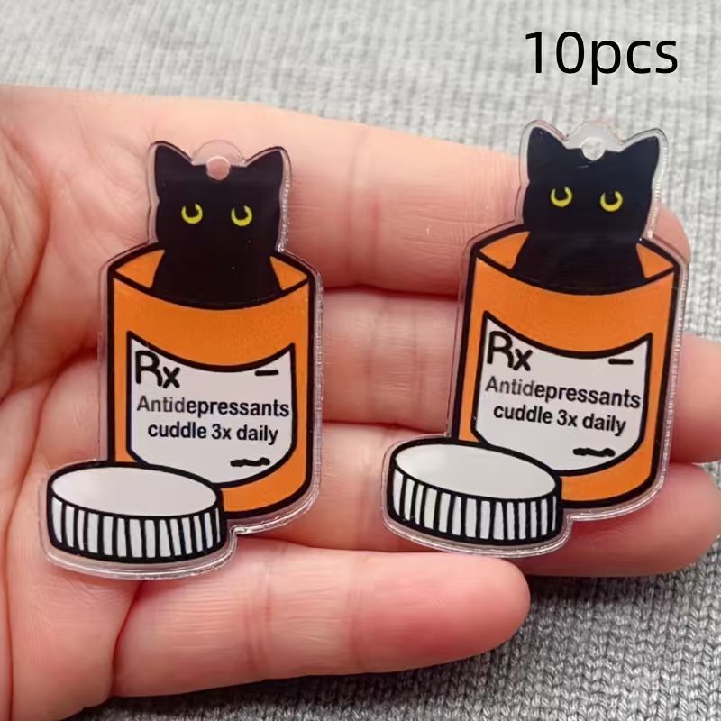 10個のアクリル製薬用猫ペンダント、DIYジュエリー作り用イ - Jewelry Making Birthday Party のレビューと価格