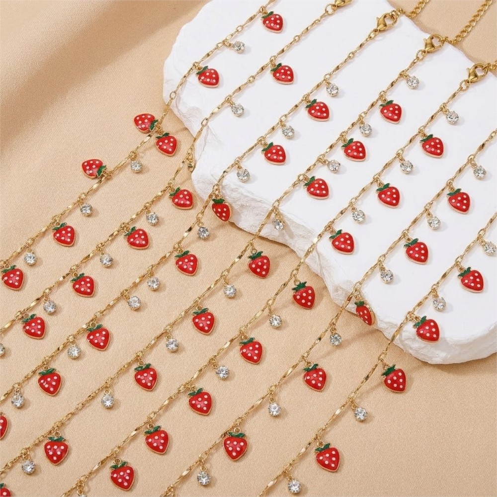 0.5メートル1メートルステンレス鋼手作りエナメルストロベリ - Jewelry Making For Kids のレビューと価格