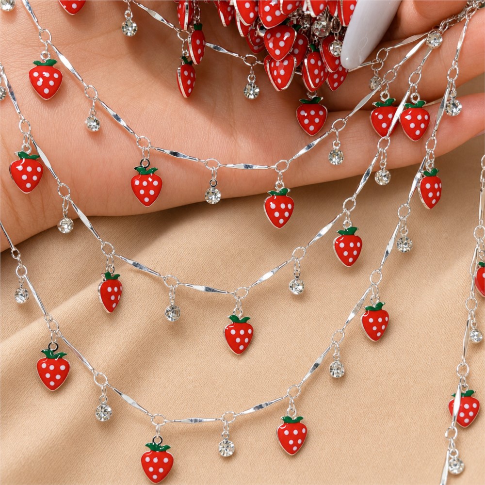 0.5メートル1メートルステンレス鋼手作りエナメルストロベリ - Jewelry Making For Kids のレビューと価格
