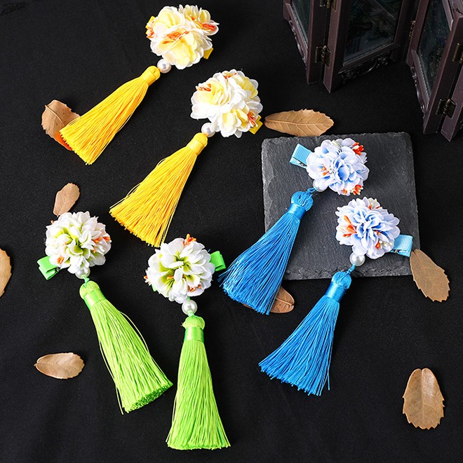 1 ペア中国韓服ヘアアクセサリー赤ピンクの花のヘアピンヴィン - Jewelry Making For Kids のレビューと価格