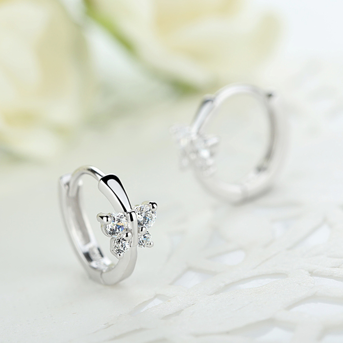925 シルバー蝶ジルコニア小さなフープイヤリング女の子子供 - Jewelry Making For Kids のレビューと価格