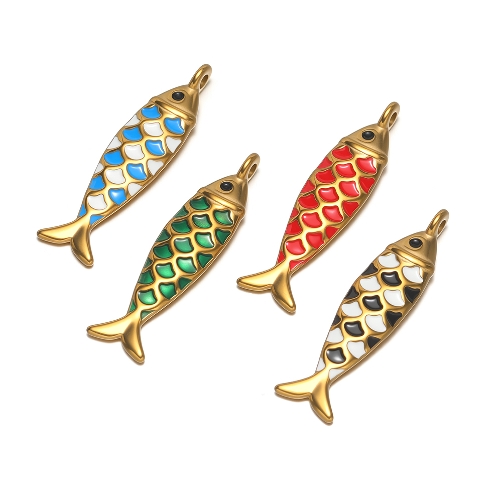 4 個ステンレス鋼エナメルソリッドフィッシュチャームネックレ - Jewelry Making For Kids のレビューと価格