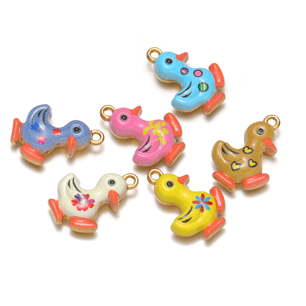 4 個ステンレス鋼エナメルかわいい小さなアヒルチャーム DI - Jewelry Making For Kids のレビューと価格