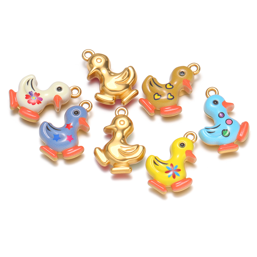 4 個ステンレス鋼エナメルかわいい小さなアヒルチャーム DI - Jewelry Making For Kids のレビューと価格