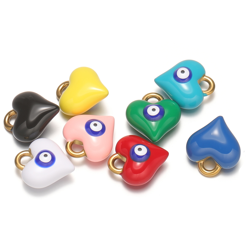 5個入り ステンレススチール製 エナメル ハートアイ チャー - Jewelry Making For Kids のレビューと価格