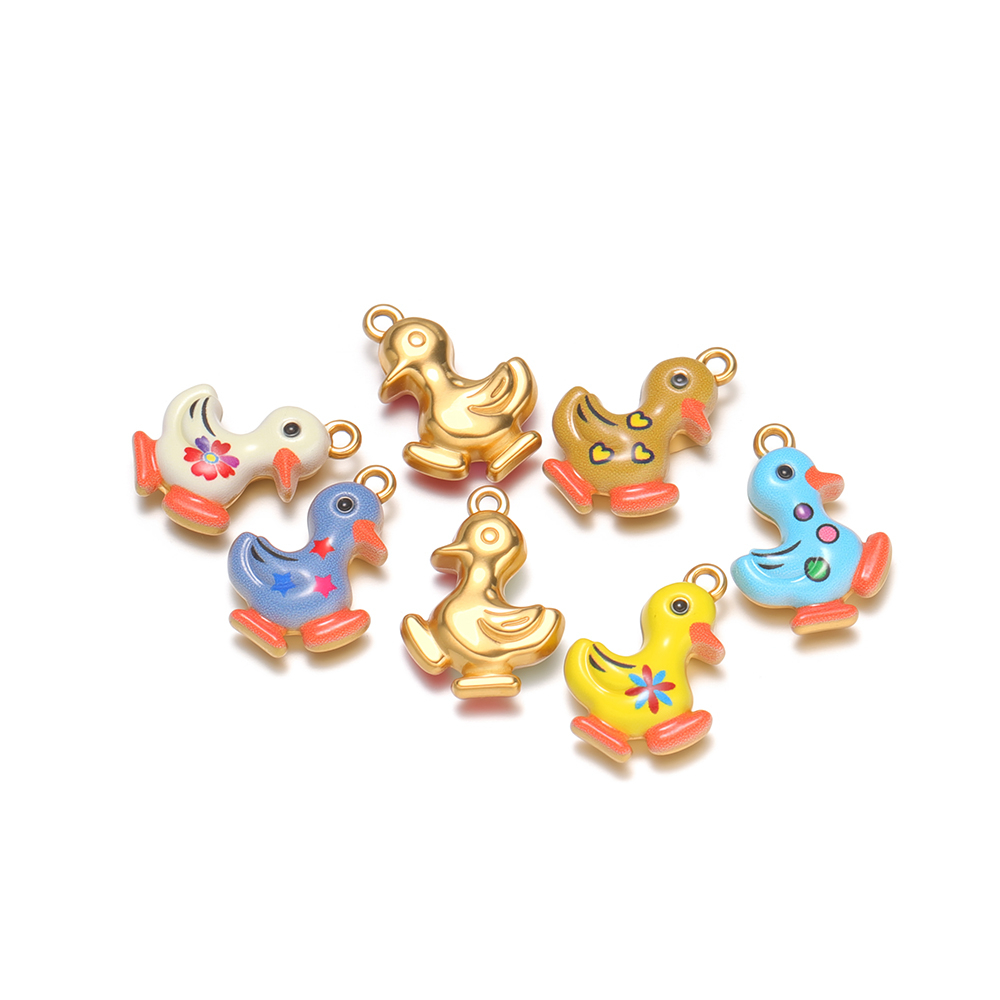 4 個ステンレス鋼のカラフルなエナメルアヒルペンダント動物チ - Jewelry Making For Kids のレビューと価格