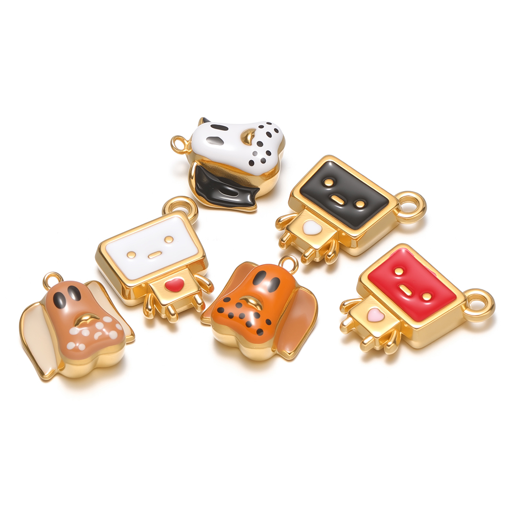 4 個ステンレス鋼エナメル漫画犬チャームロボットペンダント  - Jewelry Making For Kids のレビューと価格