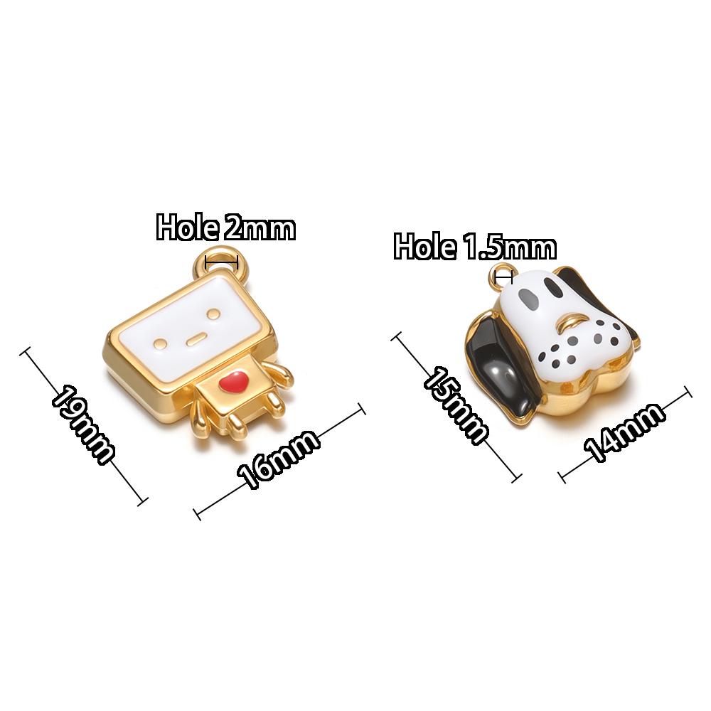4 個ステンレス鋼エナメル漫画犬チャームロボットペンダント  - Jewelry Making For Kids のレビューと価格