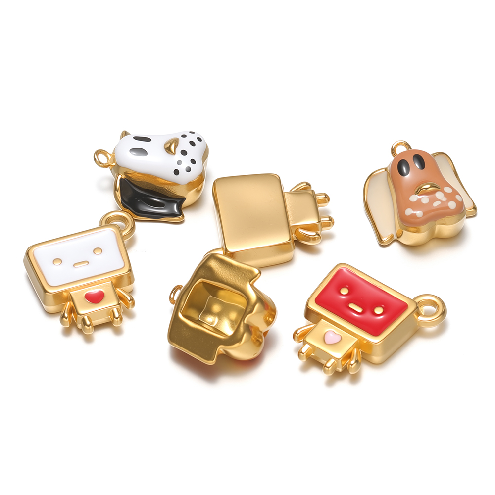 4 個ステンレス鋼エナメル漫画犬チャームロボットペンダント  - Jewelry Making For Kids のレビューと価格