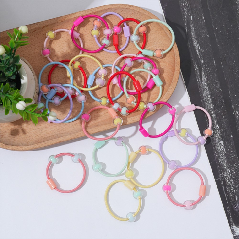 キャンディーアクリルビーズ付きの伸縮性ヘアタイ,ポニーテール - Jewelry Making For Kids のレビューと価格