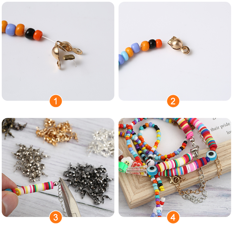 200個/ロット 4×8mm ボールチェーンエンドクリンプビ - Jewelry Making Using Beads のレビューと価格