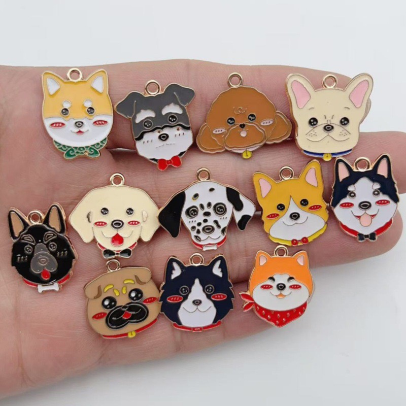 12個入り漫画ペット斑点犬合金オイルドロップペンダント、DI - Jewelry Making Birthday Party のレビューと価格