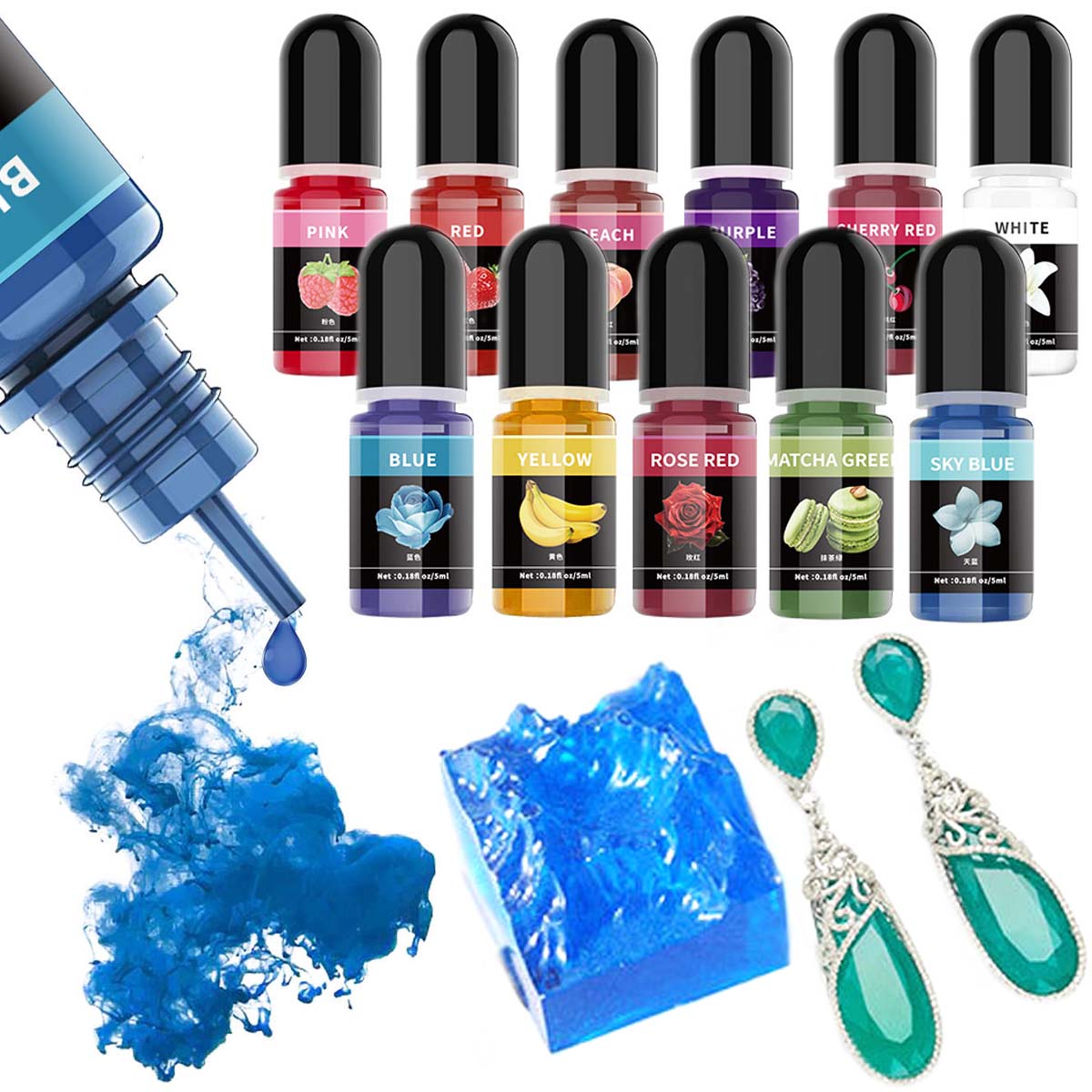 5ml/ボトル エポキシ樹脂顔料 液体着色剤 染料 ユニバー - Jewelry Making Glue のレビューと価格