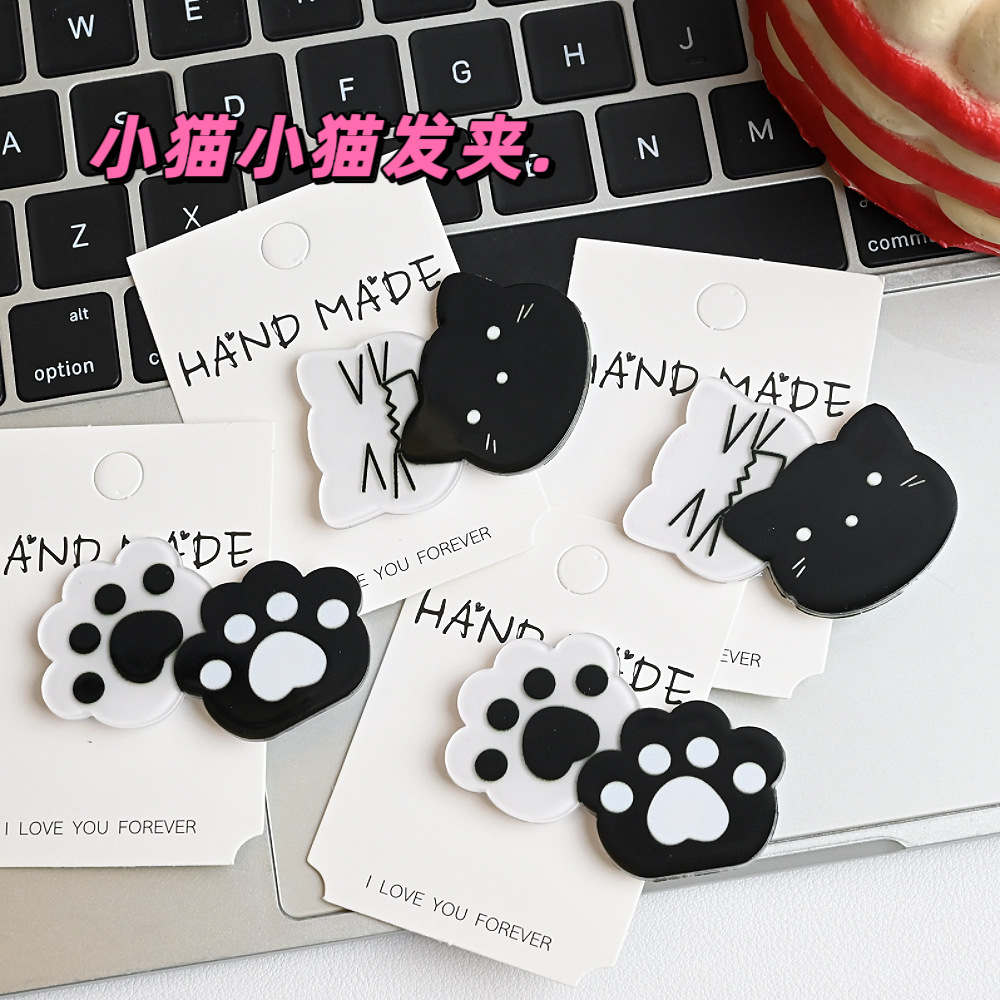 かわいい Y2K 猫のヘアピン黒白猫の足ヘアクリップかわいい - Jewelry Making For Kids のレビューと価格